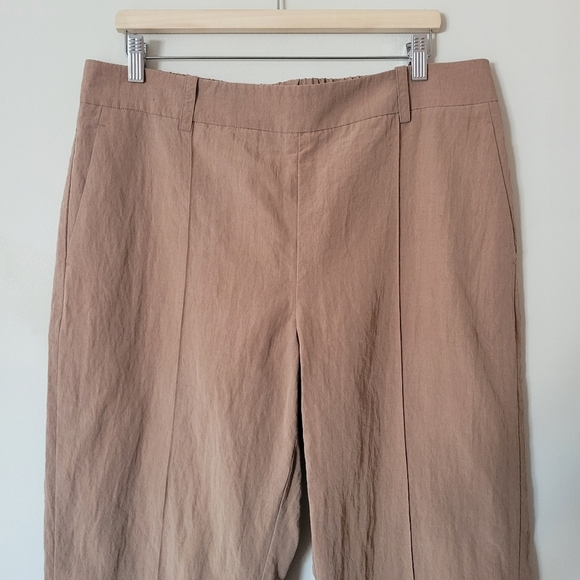 Vince Women's Mid Rise Pleated Pull-On Pant Tencel Camel Brown Size XL - Picture 4 of 10
